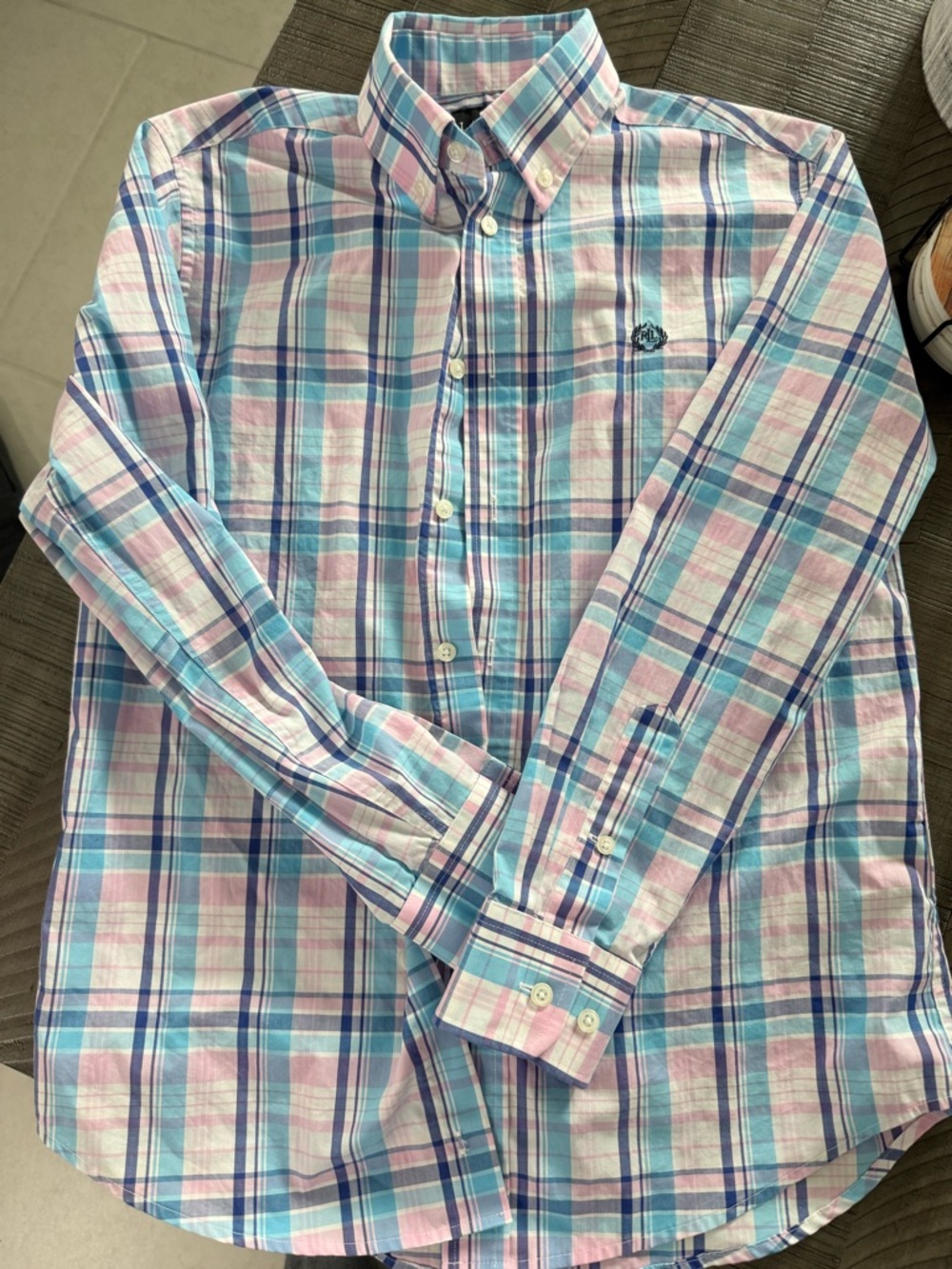Boys  Plaid Button-Down Shirt in Light Blue and Pink Ralph Lauren